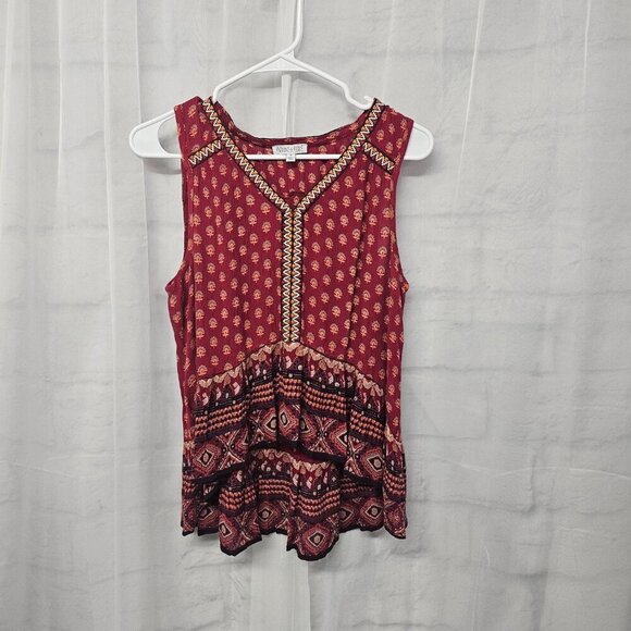 Patrons Of Peace Red Tank Peasant Boho Hippie Festival Embroidered S - Picture 7 of 11